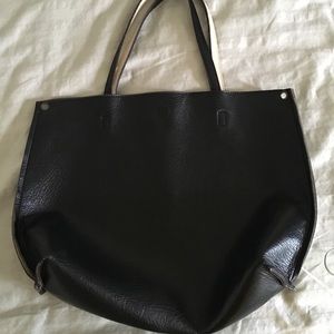 Free people vegan black leather bag tote